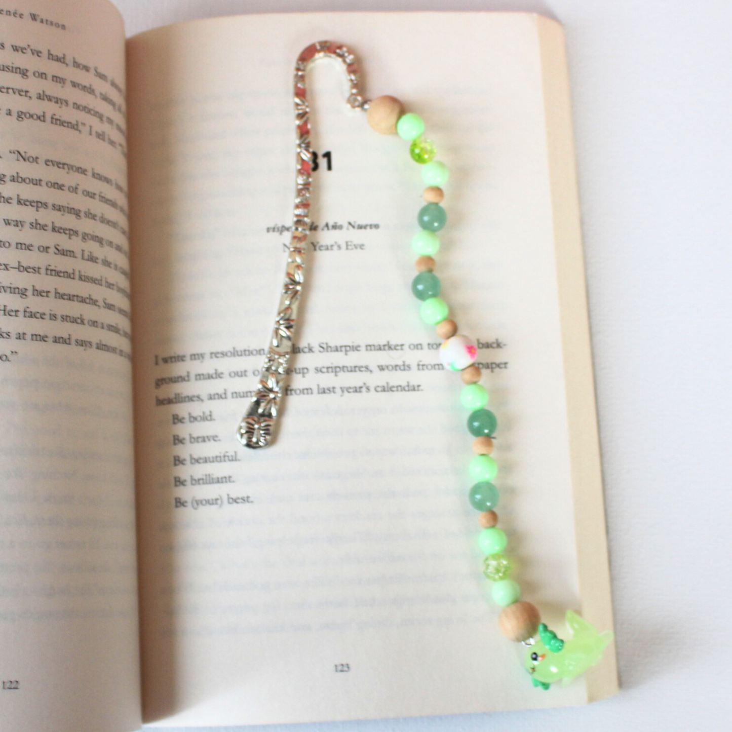 Green Axolotl Beaded Bookmark