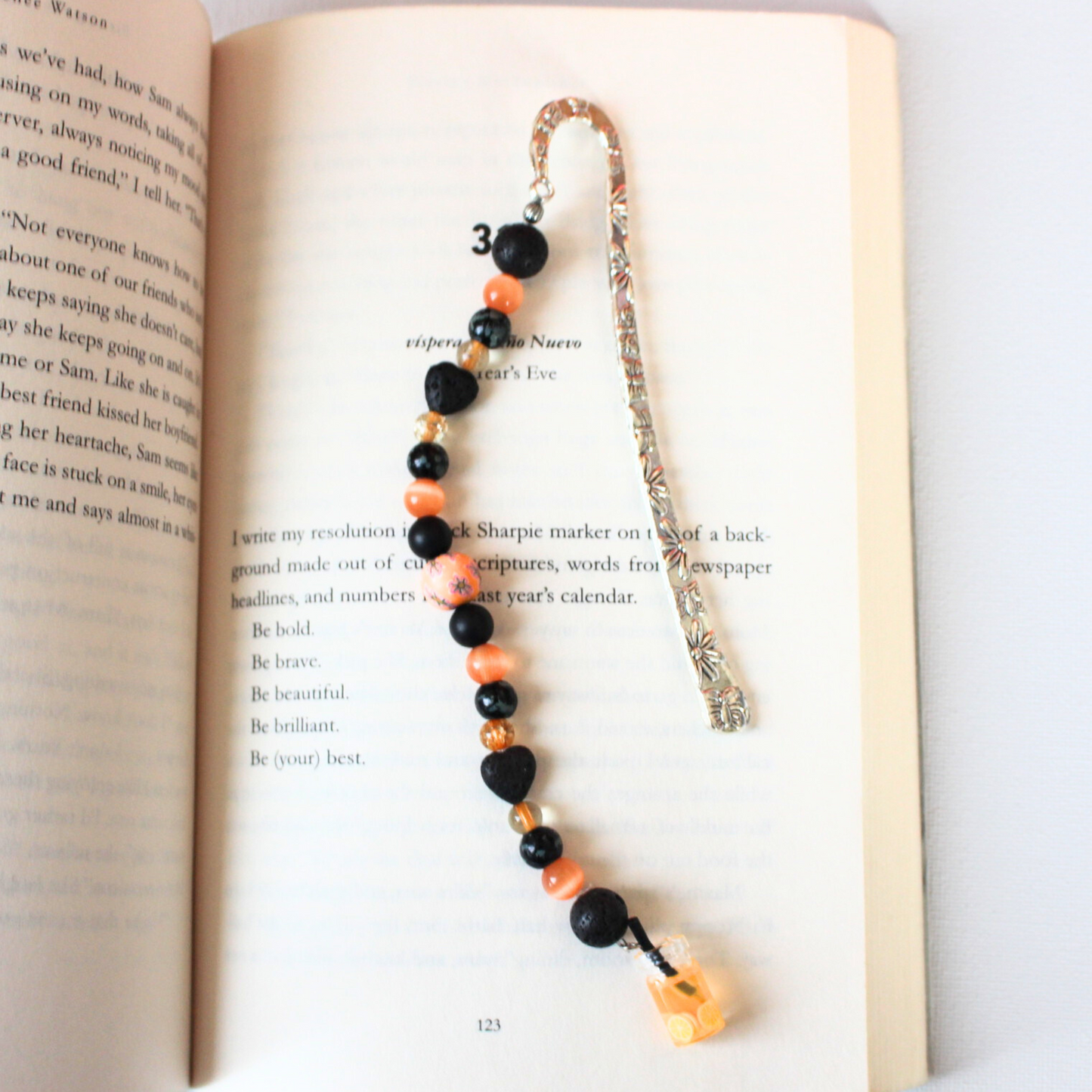 Orange Juice Beaded Bookmark