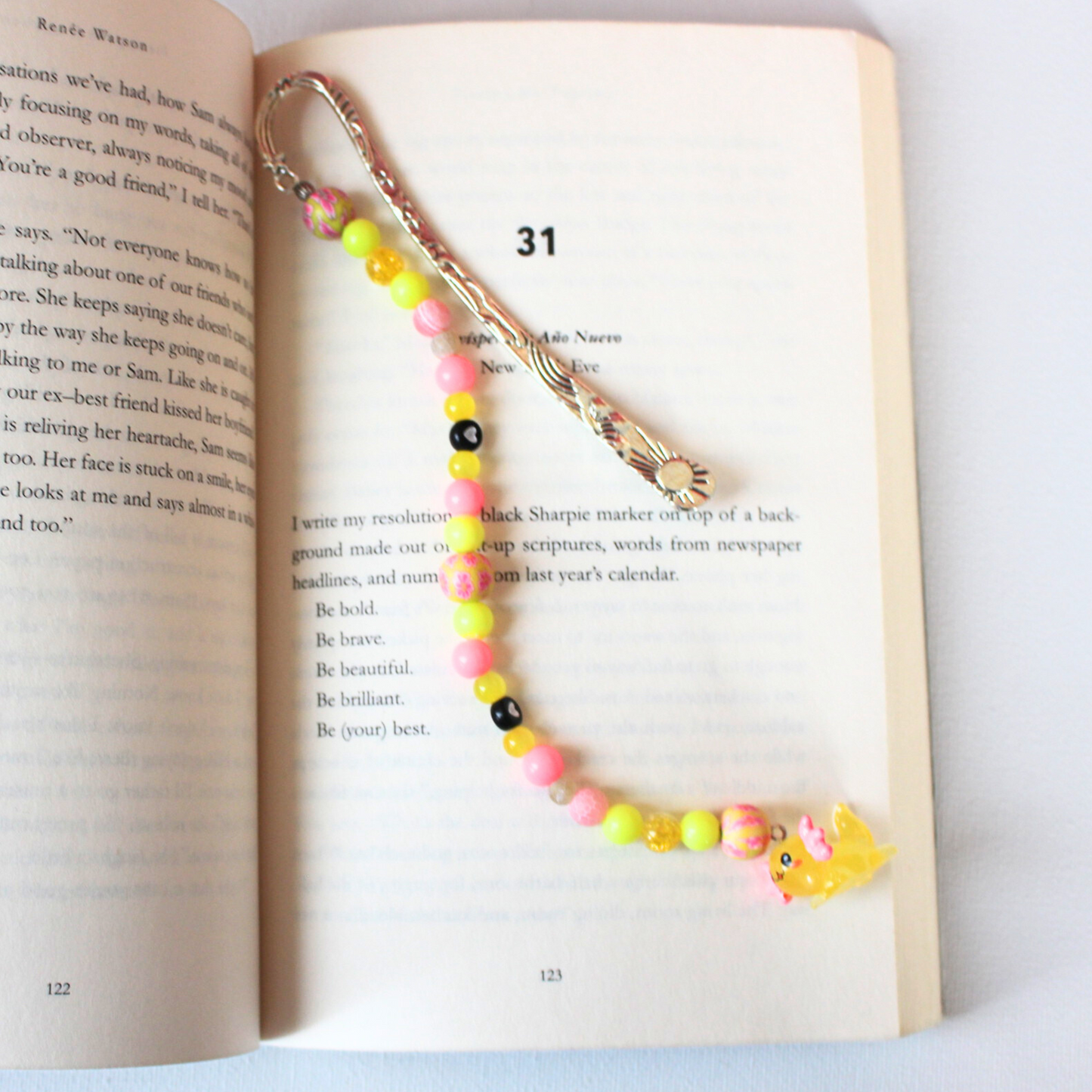 Yellow Axolotl Beaded Bookmark