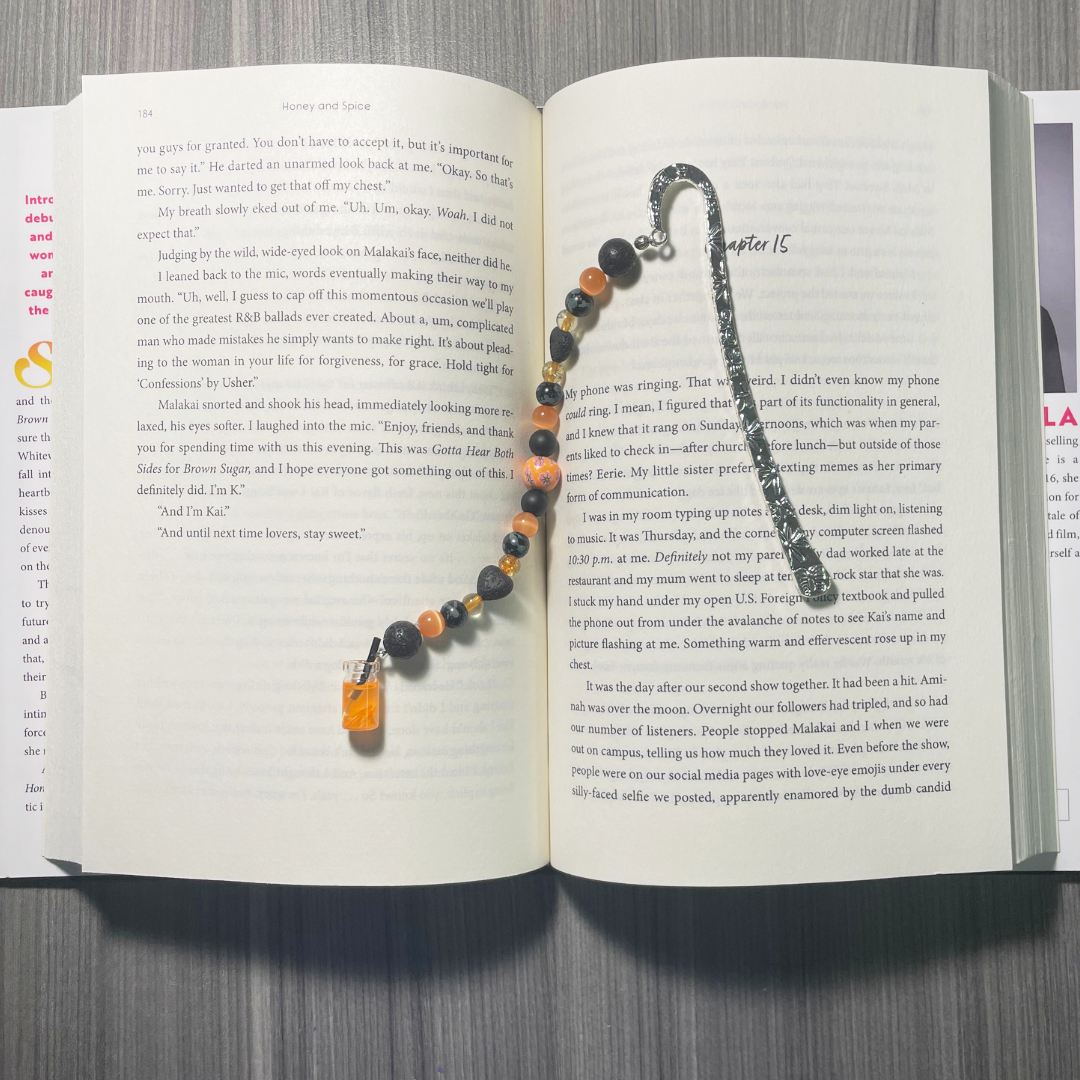 Orange Juice Beaded Bookmark