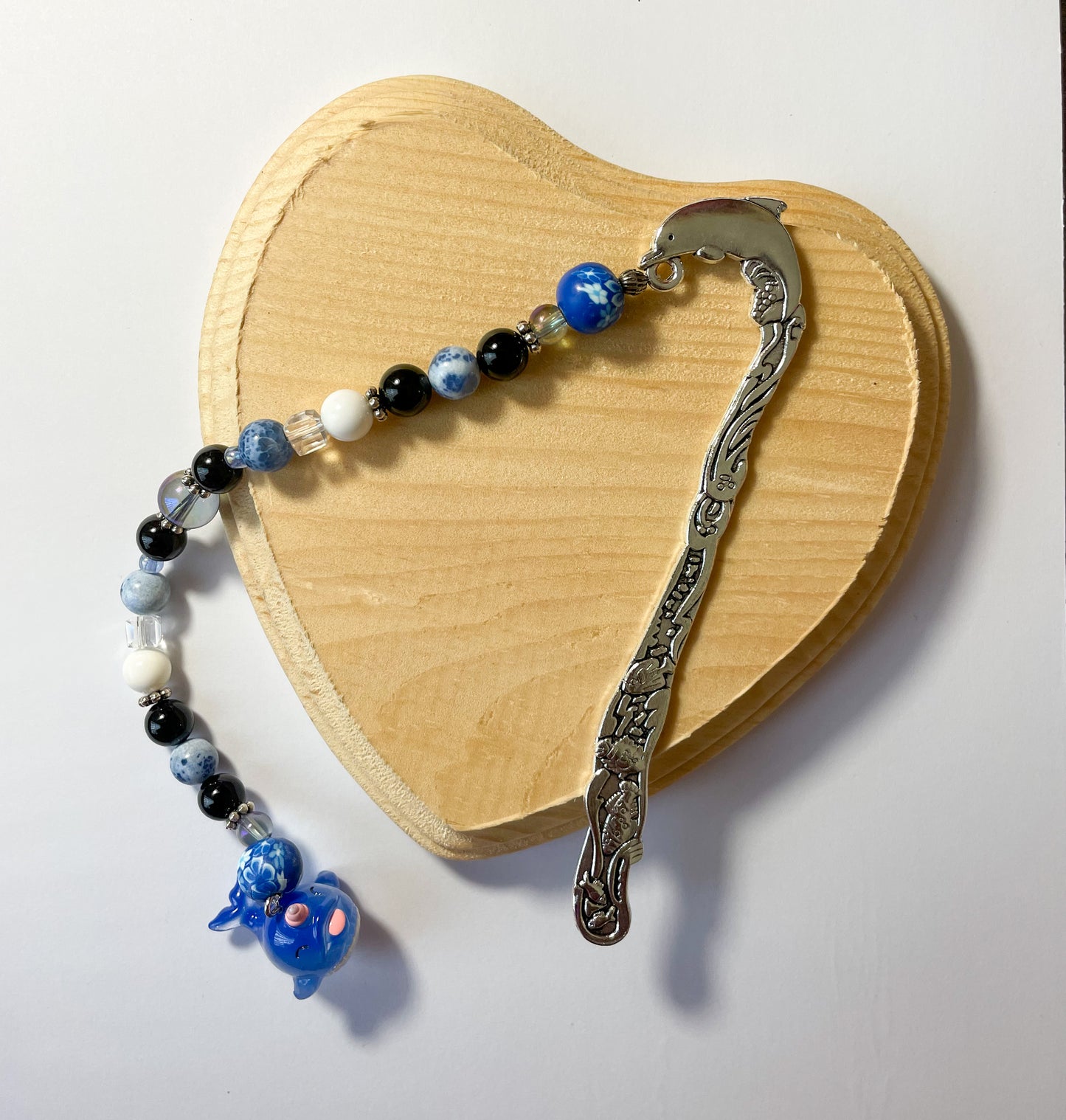 Blue Whale Beaded Bookmark